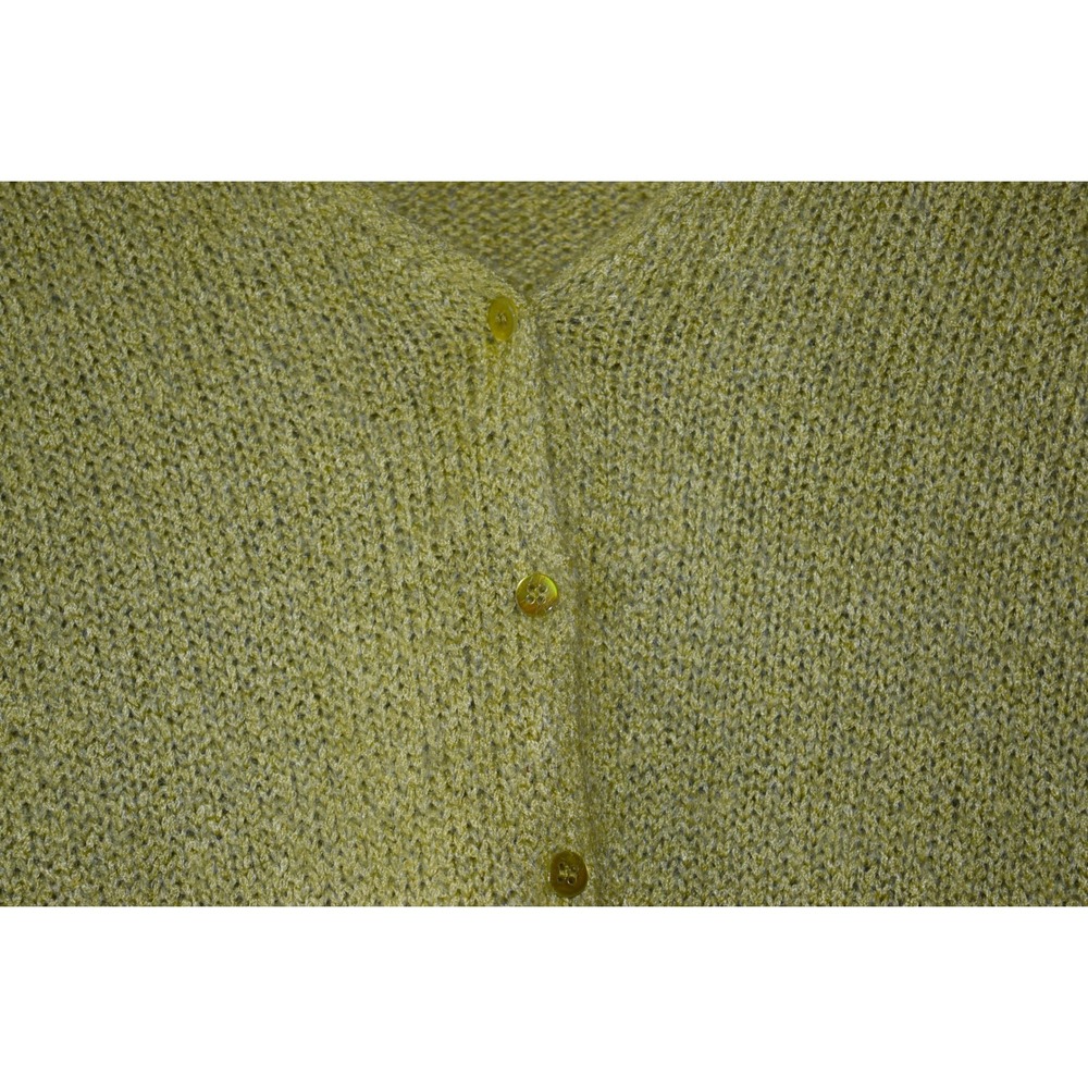 Eileen Fisher Cardigan Women L Green Excellent Silk Mohair V-Neck Button Front - Picture 3 of 6